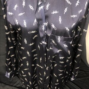 Zara Navy Shirt with White Rope Pattern